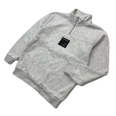 adidas ☆ アディダス ボックスロゴ◎ スウェット ハーフジップ トレーナー グレー オフホワイト L 秋冬 ストリート タウンユース■AM306