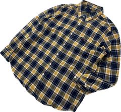 VAN CLUB ☆ チェック シャツ 長袖 ネルシャツ LL ネイビー イエロー アメカジ アメトラ 大人カジュアル 古着 ヴァン バンクラブ■AK277