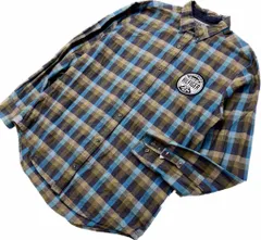 TOMMY HILFIGER ☆ ワッペン◎ オリーブ ライトブルー チェック シャツ 長袖 XL アメカジ ストリート ゆるだぼ トミーヒルフィガー■BH116