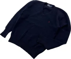 POLO RALPH LAUREN ☆ ニット ラムウール セーター M ネイビー 秋冬 アメカジ 大人カジュアル ストリート 古着 ポロラルフローレン■AE280
