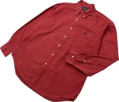 RALPH LAUREN ☆ こなれた風合い◎ コットン ボタンダウン シャツ 長袖 レッド L アメカジ ストリート 古着MIX 人気 ラルフローレン■BH124