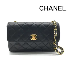 良品 CHANEL シャネル ミニ マトラッセ ココマーク チェーン ショルダー バッグ ブラック ターンロック レディース ブランド 鞄 r859