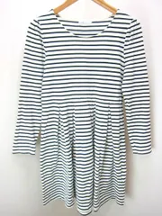 アースミュージック＆エコロジー ☆ earth music&ecology ボーダー ワンピース ブラック × ホワイト M ゆるく着用◎ 着回し抜群♪●AB