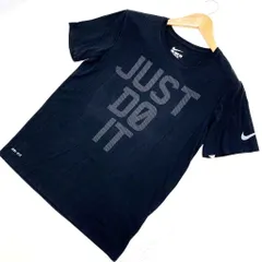 ナイキ NIKE ブラック 黒 【JUST DO IT ロゴ】半袖Tシャツ Mサイズ スポーツウェア 定番 デカロゴ♪ 合わせやすいブラック♪■BA95