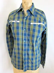 ライトオン ★ RIGHT-ON ★ ありそうでないデザイン♪ グリーン チェックシャツ ウェスタンシャツ 長袖 M アメカジ ストリート バイカー#AL