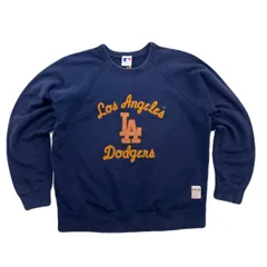 MLB LA ドジャース ロサンゼルス スウェット トレーナー ネイビー 濃紺 オレンジロゴ刺繍 メンズ Mサイズ ●BJ289
