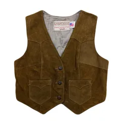 RANCHER ショット スエード ベスト レザーベスト ブラウン レディース 16サイズ ビンテージ 小さめ ●CH117 1970s Schott RANCHER スウェードレザーベスト 表記L - 古着屋HamburgCafe