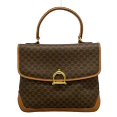 CELINE(セリーヌ) ハンドバッグ マカダム柄 ダークブラウン×ブラウン レザー