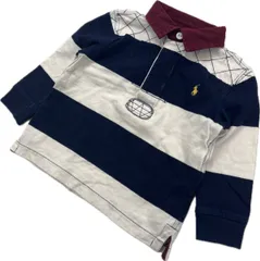 Polo Ralph Lauren ☆ 子ども 90 キッズ オシャレ◎ ラガーシャツ ネイビー ホワイト エンジ お出かけ 日常着 ポロラルフローレン■C350
