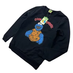 タグ付 SESAME STREET セサミ ストリート ブラック クッキーモンスター キャラクター スウェット トレーナー M 秋冬 アメカジ 古着■DD313
