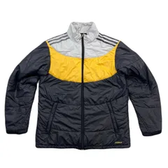 アディダス 中綿 ナイロンジャケット ブラック グレー イエロー メンズ Mサイズ 防寒 ●CH121