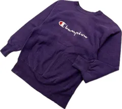 90s ☆ Champion USA製 リバースウィーブ スウェット ロゴ シャツ トレーナー パープル 紫 M アメカジ スポーツ 古着 チャンピオン■CE307