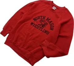 90s ☆ Dickies ☆ USA製 ビンテージ レスリング プリント スウェット トレーナー レッド S アメカジ ストリート 古着 ディッキーズ■DJ253