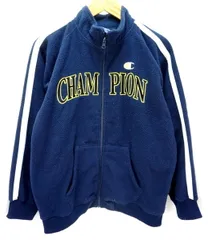 ■チャンピオン CHAMPION 紺 濃紺 ネイビー 胸ロゴ ジップアップ フリースジャケット 160cm■CA
