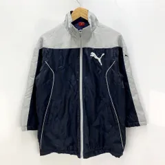 ■PUMA プーマ ネイビー×グレー 子供用 ナイロンジャケット 140cm 防寒■CA