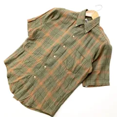 ケニントン ☆ KENNINGTON 70s ヴィンテージ 半袖 シャツ S オレンジ × グリーン 最高の配色 この風合い◎ 渋い アメカジ 古着MIX■CA127