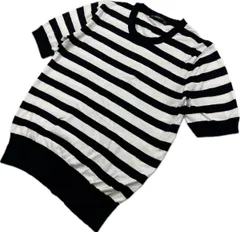 ZARA ☆ ボーダー ブラック ホワイト サマー ニット Tシャツ 半袖 L 春夏 レディース 着まわし オシャレ 大人カジュアル 人気 ザラ■CC279