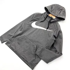 NIKE ☆ ビッグ スウォッシュ ソフト ジャージ素材 トレーナー パーカー グレー M ランニング トレーニング ナイキ ドライフィット■DG243
