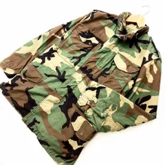 90s ☆ GOLDEN MFG ☆ ウッドランド カモフラ 迷彩 M-65 ミリタリー ジャケット S-R アメカジ ストリート 古着MIX サバゲーにも♪■CA154