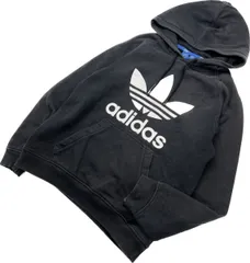 adidas ☆ 大定番 ビッグロゴ プルオーバー スウェット パーカー ブラック O スポーツ トレーニング タウンユース 万能 アディダス■DA250