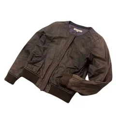 green label relaxing ユナイテッドアローズ ブラウン レザー ブルゾン ジャケット レディース 40 秋冬 大人カジュアル 万能 古着■BL152