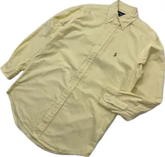 90s RALPH LAUREN ラルフローレン YARMOUTH イエロー ボタンダウン シャツ 長袖 BD 14 1/2 32 通年 アメカジ 大人カジュアル 古着■DE306