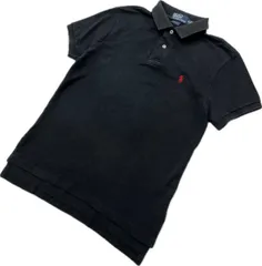 POLO RALPH LAUREN ☆ 半袖 ポロシャツ ブラック カスタムフィット M 春夏 アメカジ 大人カジュアル 古着 人気 ポロラルフローレン■DA295