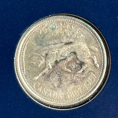 【本物保証】1967年 カナダ建国100周年記念 25セント 銀貨 カリブー エリザベス2世 フランクリンミント  管理番号1101