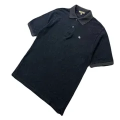 英国製 バーバリー チャコールブラック 半袖 ポロシャツ メンズ Sサイズ 【 ノバチェックがチラリ♪ 】 BURBERRY ●DG346