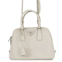 プラダ ハンドバッグ  プロムナード トライアングルロゴ サフィアーノ レザー BL0838 PRADA 2wayショルダー 白