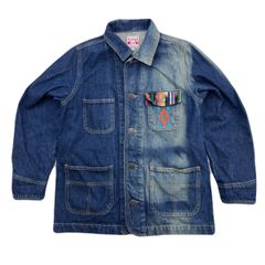 チチカカ デニム カバーオール コットン 胸刺繍 レディース Mサイズ カジュアル アメカジ ●DH112