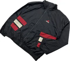 90s ☆ adidas レトロ デザイン ウィンドブレーカー ナイロンジャケット ブラック レッド M スポーツ ストリート 古着 アディダス■CM65