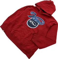 VANS ☆ 両面プリント◎ 90sスタイル スウェット プルオーバー パーカー レッド M アメカジ ストリート スケーター 古着 バンズ■DH56