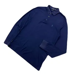 ポロラルフローレン 長袖 ポロシャツ ネイビー 濃紺 Mサイズ メンズ 【 シンプルに着まわせるアイテム♪ 】 POLO RALPH LAUREN ●F296