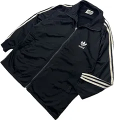 adidas ☆ オールド アディダス トレフォイル ロゴ ブラック ジャージ ジャケット ML相当 秋冬 スポーツ ミックス ストリート 古着■EB316
