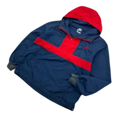 ナイキ ビンテージ ナイロンパーカー ジャケット Mサイズ メンズ ネイビー レッド 【 希少 80s 紺タグ 】 NIKE ●F298
