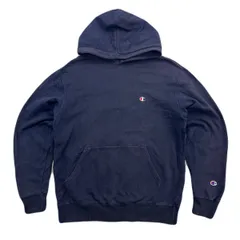 チャンピオン スウェット パーカー ダークネイビー 濃紺 XL メンズ 定番 胸ロゴ ●EB361