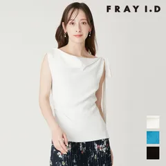 【即納】 フレイアイディー FRAY I.D トップス 26春夏 アシメネックドレープニット／ウォッシャブル ミドル丈 ノースリーブ fwnt261233