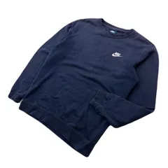 NIKE ナイキ 胸 ロゴ 刺繍 スウェット シャツ トレーナー ネイビー メンズ M 春 秋 通年 スポーツ タウンユース 着回し 定番 古着■H344