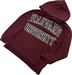 ハーバード大学 ☆ カレッジ デカロゴ◎ スウェット プルオーバー パーカー エンジ M 秋冬 スポーツ アメカジ ストリート 古着■FC256