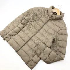 ユニクロ UNIQLO ベージュ ダウンジャケット Lサイズ レディース 最軽量 防寒性十分♪ 合わせやすいお色味感の1枚♪ 細身■I166
