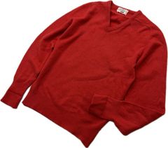 ☆美品☆エルメス ウールVネックニット レッド 赤 アシンメトリー