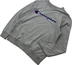 Champion ☆ 大定番 ロゴ プリント グレー スウェット トレーナー シャツ M 着まわし スポーツ ストリート 古着 人気 チャンピオン■EA283
