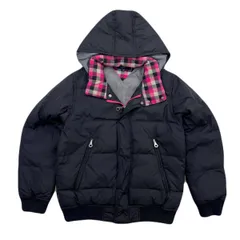 トミーヒルフィガー ダウンジャケット ダークグレー ピンク チェック メンズ Mサイズ ●EF383