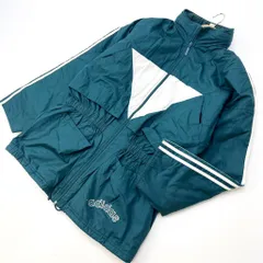 アディダス ☆ adidas ナイロンジャケット 中綿 メンズ S グリーン ホワイト お洒落 レトロなデザインと配色♪ スポーティ 古着MIX■ED146