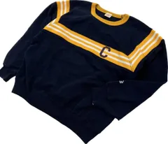 Champion ☆ レトロデザイン◎ ネイビー イエロー スウェット シャツ トレーナー M アメカジ スポーツ ストリート チャンピオン■FD214