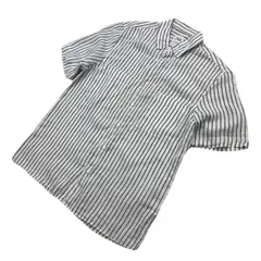 ザラ 半袖 リネン シャツ メンズM ホワイト グレー 【 涼やかな麻 生地 】 ZARA きれいめ 夏にぴったり ●EA318