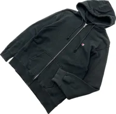 Champion ☆ 着回し抜群◎ スウェット ジップアップ パーカー ブラック 黒 S スポーツ ストリート アメカジ 古着 定番 チャンピオン■ED247