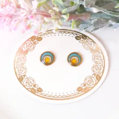 no.537 レジン　パステルブルー系　幾何学模様　ピアス　イヤリング　ハンドメイド