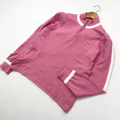 アディダス ☆ adidas GOLF 差し色コーデ♪ ハーフジップ ニット ストレッチ セーター レディース ピンク ホワイト OT L相当 ゴルフ■F184